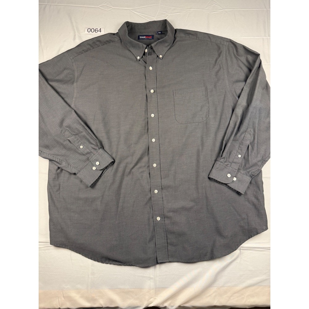 Roundtree & Yorke TravelSmart Grey Herringbone Button Down Shirt Mens 4XB